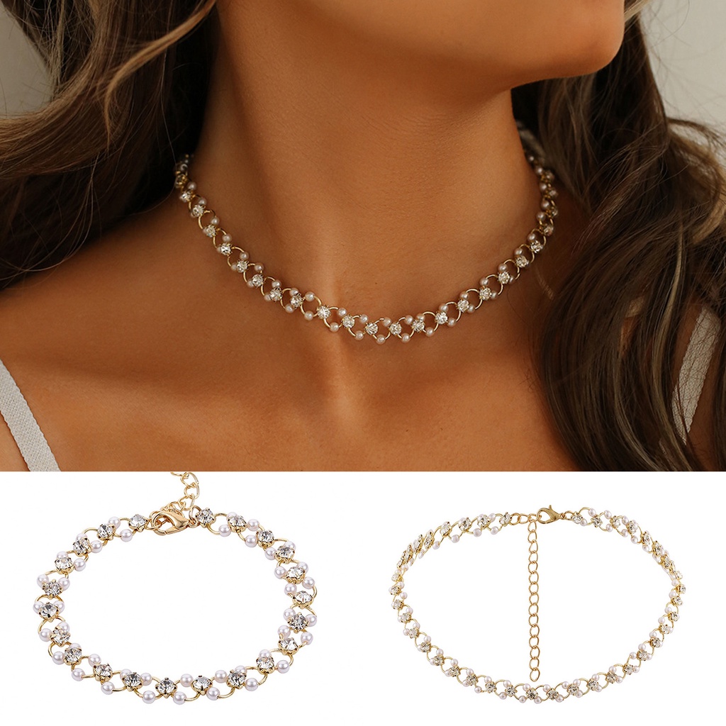 Hu Hu Hu Hu Hu Alat Bantu Pasang Kacamata♡ Kalung Dan Gelang Bentuk Lingkaran Aksen Mutiara Imitasi Bahan Cubic Zirconia Untuk Wanita