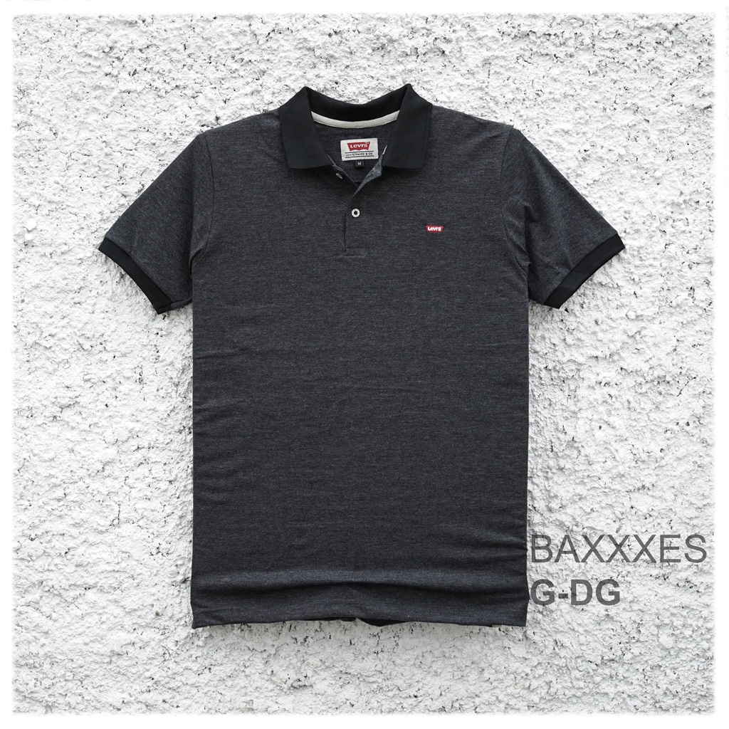 Kaos Polo Levi's - Bahan Katun Gerimis - Old Grey