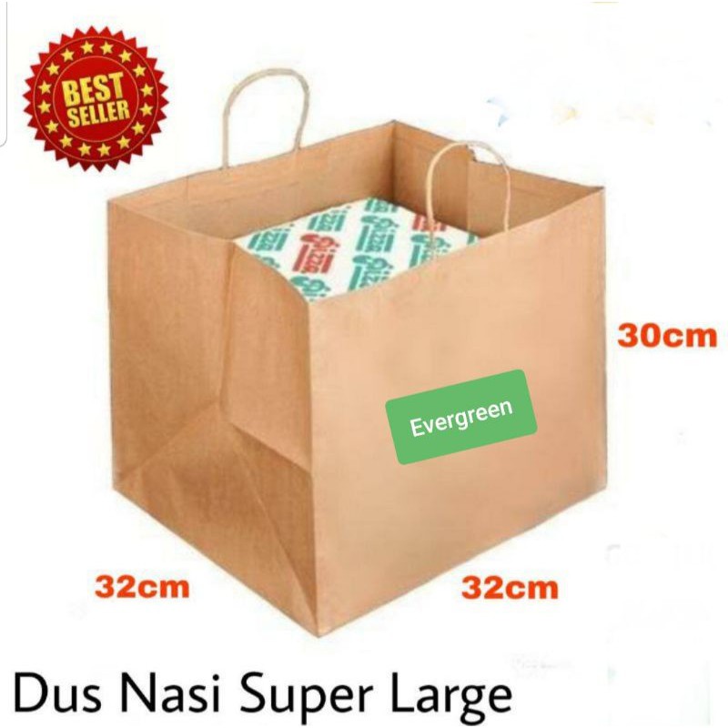 

Paperbag Dus nasi besar 32x32x30 , jumbo, dos nasi/ tas kertas makanan kotak kue nasi