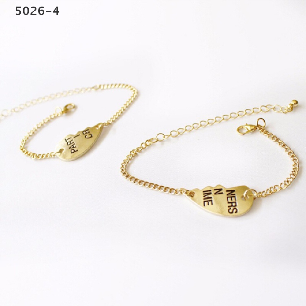 5026-4 2 Pcs Best Friends Forever Split Heart Pendant Bracelet Set for Friendship Gift 5026-4