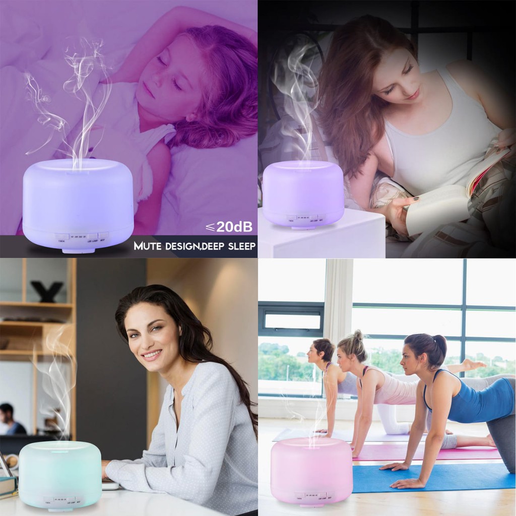 500ml Humidifier Colorful Lamp Ultrasonic Aroma Diffuser 7 LED + REMOT 300ml Pengharum Pelembab Udara Aroma Therapy