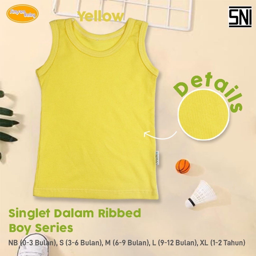 Simson Baby Singlet Rib Warna 1pcs Boy &amp; Girl