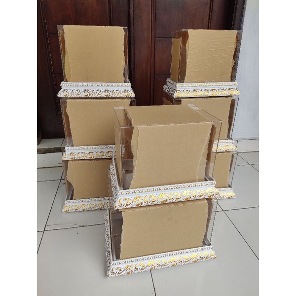 TERMURAH PROMO LAUNCHING 10 box hantaran baki 4 cm kotak seserahan tutup akrilik tray fiber ukir