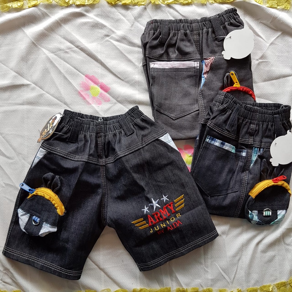 CELANA PENDEK ANAK / Celana Kolor Rip Jeans Katun Twill Joffa Sablon Motif Lucu Murah