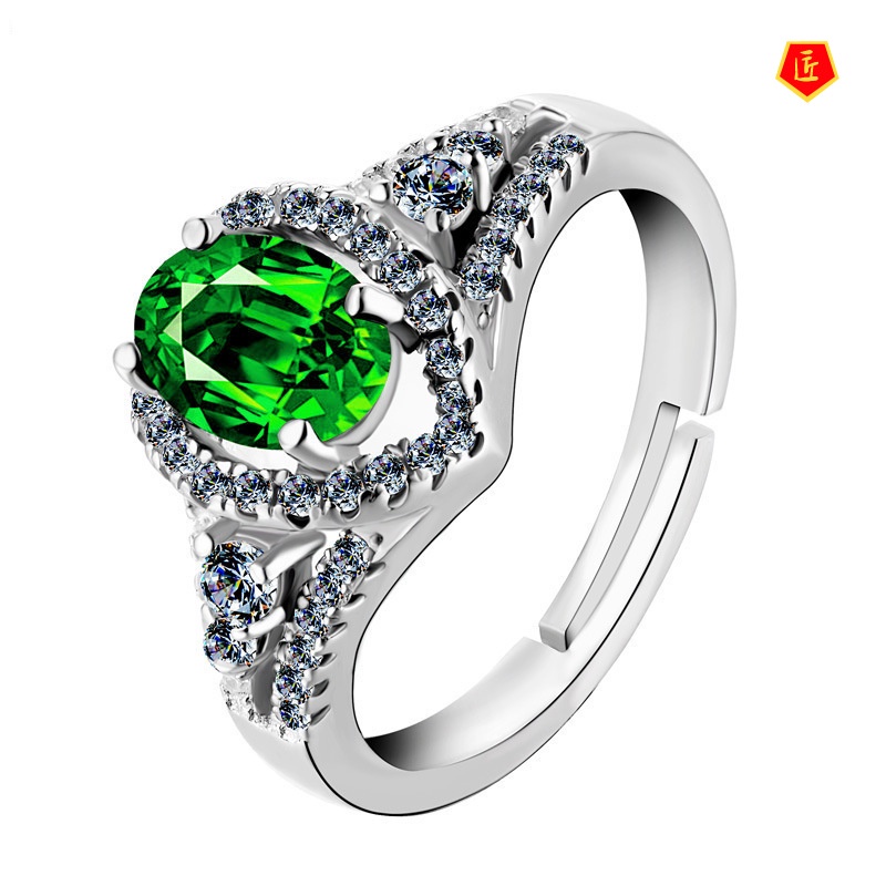 [Ready Stock] S925 Silver Red Diamond Ring Korean Style Temperament