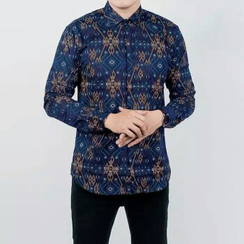 Kemeja Batik Pria Lengan Panjang Motif  Songket Green Snow Hijau Slimfit Stretch Batik Modern