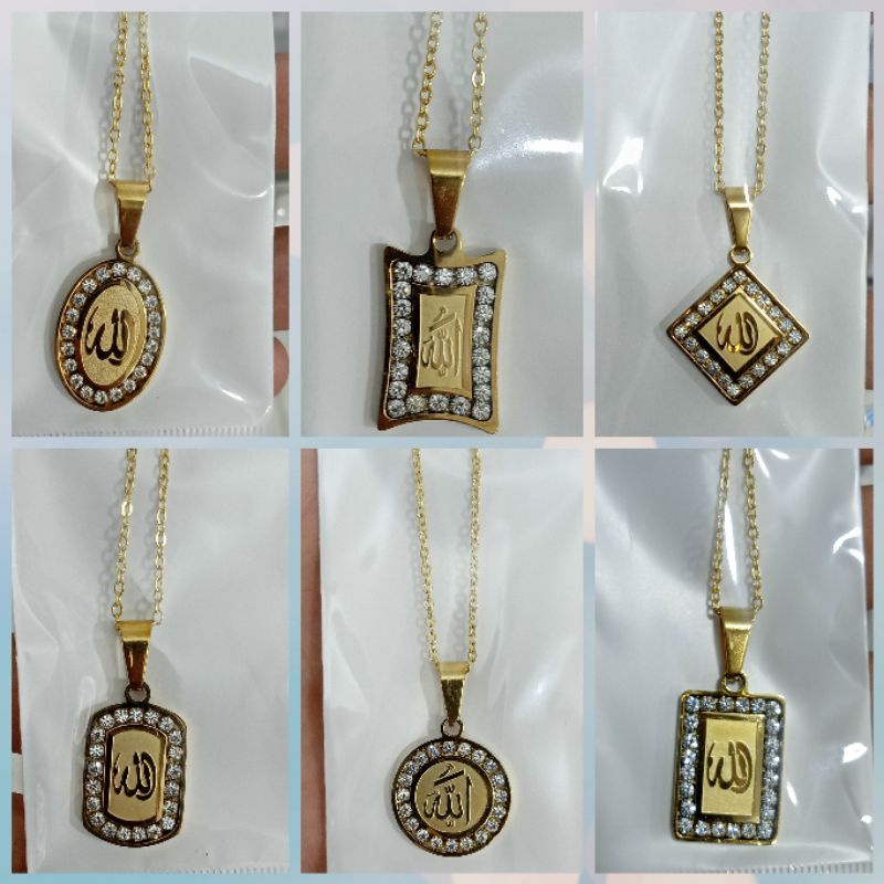 kalung+liontin titanium lafadz ALLAH uk50cm