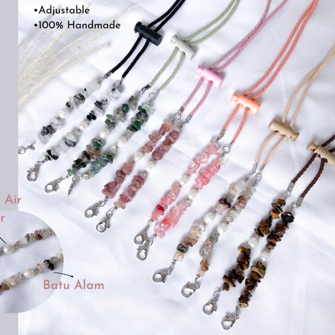 Terbaru  Strap Masker Batu / Konektor Masker Mutiara Lombok /  Strap Masker Mutiara Air Tawar / Stra