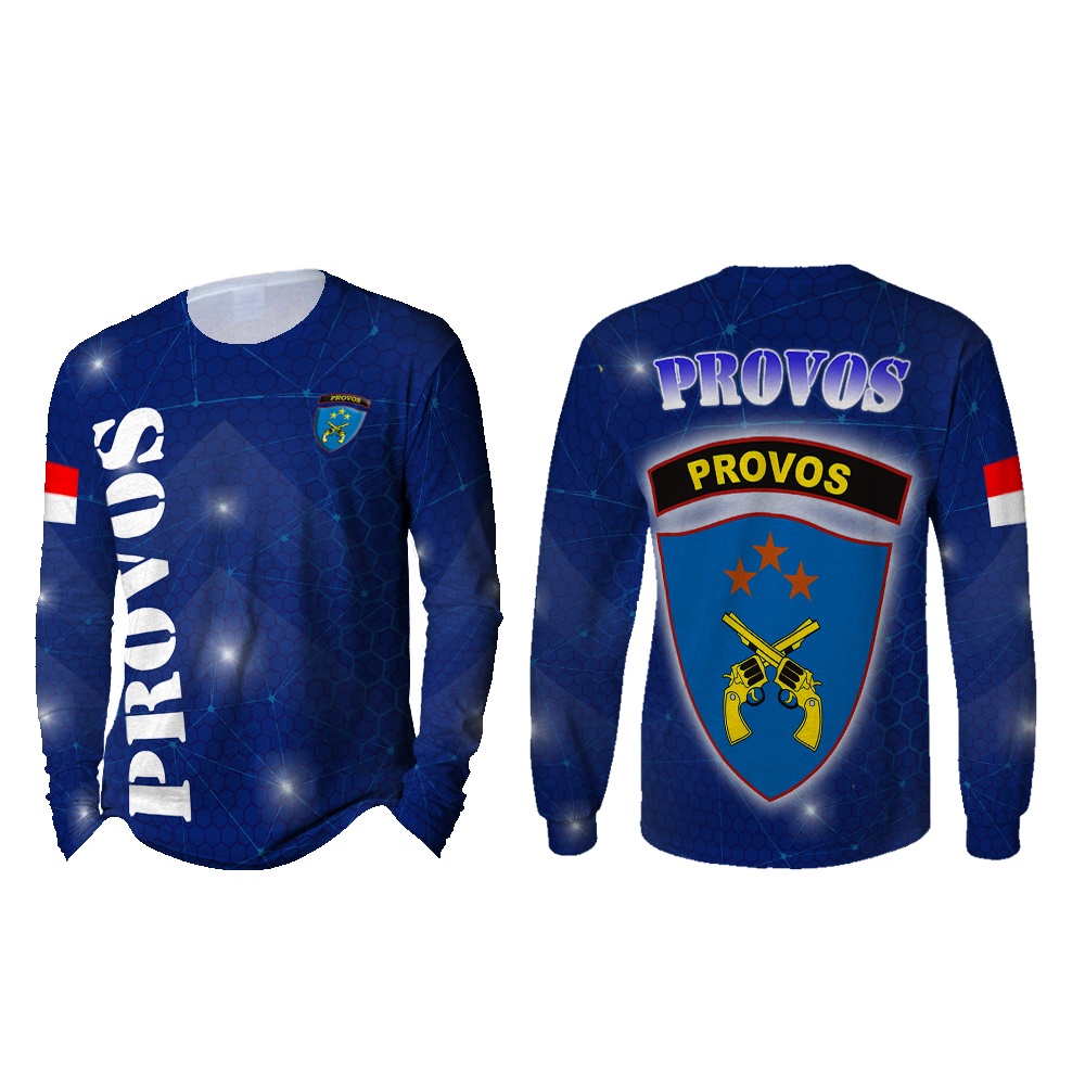 [TiniShop] Kaos Provos Biru Lengan Panjang / Kaos Provos Polri / Kaos Provos TNI FullPrint