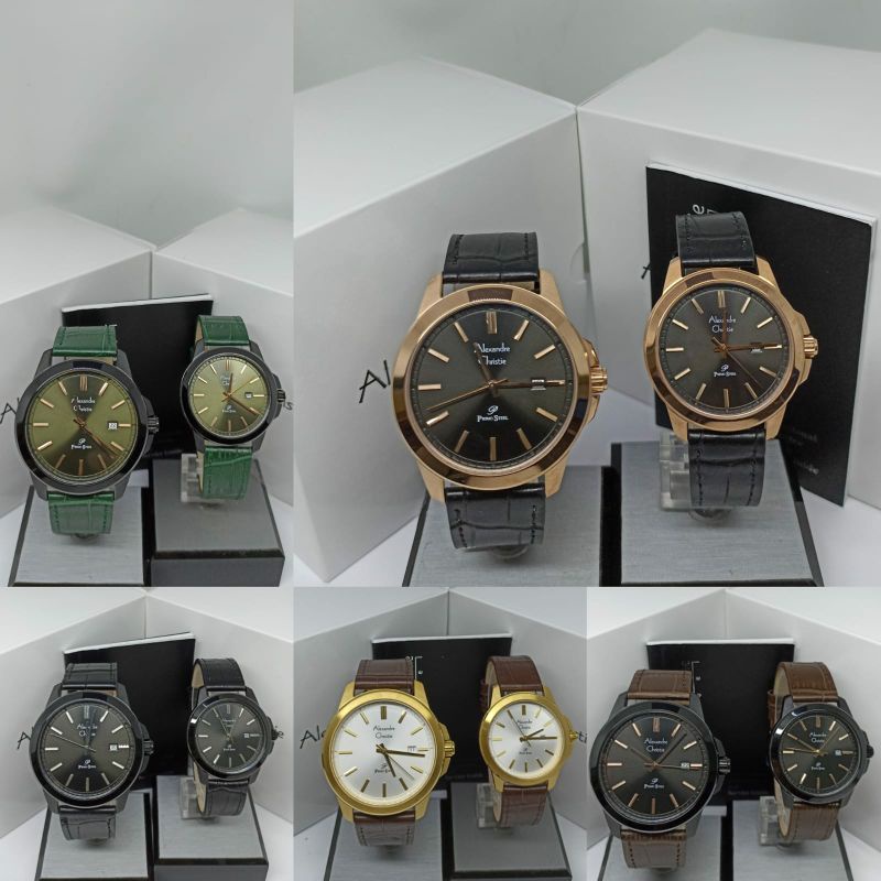 Jam Tangan Couple Pria / Wanita Alexandre Christie 1017 AC1017 AC 1017 AC Couple Tali Kulit