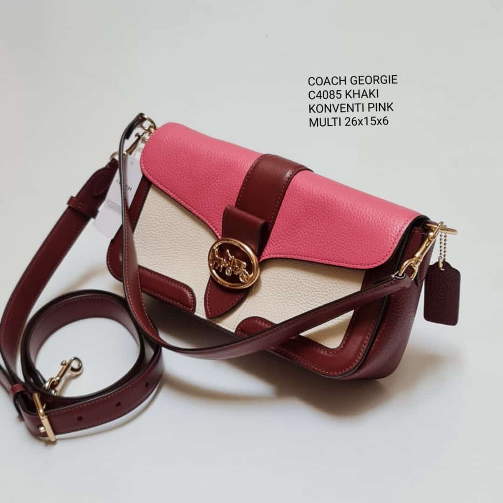 Tas Coach Georgie C4065 Khaki Conventi Pink Muti New Original