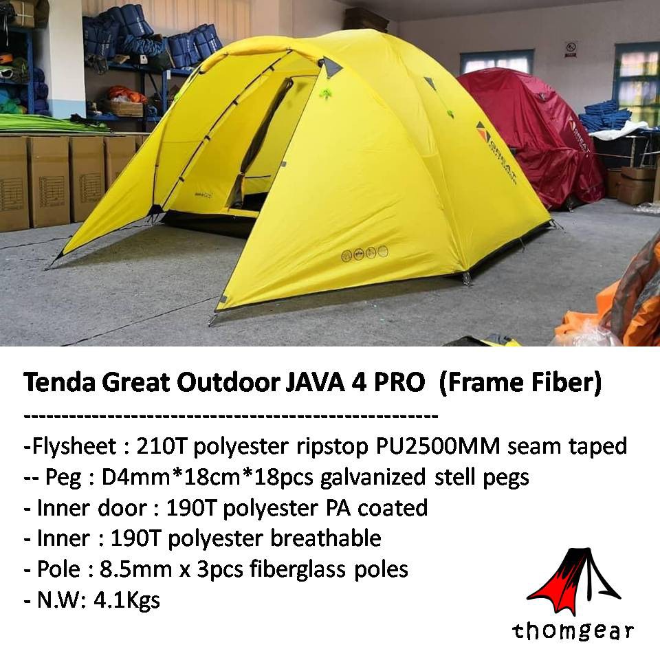 Tenda Camping Dome 4 Orang Double Layer Great Outdoor Java 4 Pro Kuning Thomgear