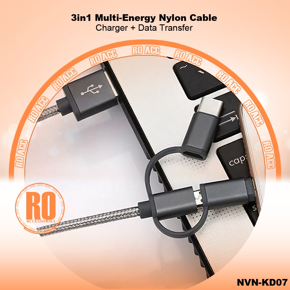 [RO ACC] NVN-KD08 KABEL DATA 3IN1 2021 DESIGN FAST CHARGING ORIGINAL