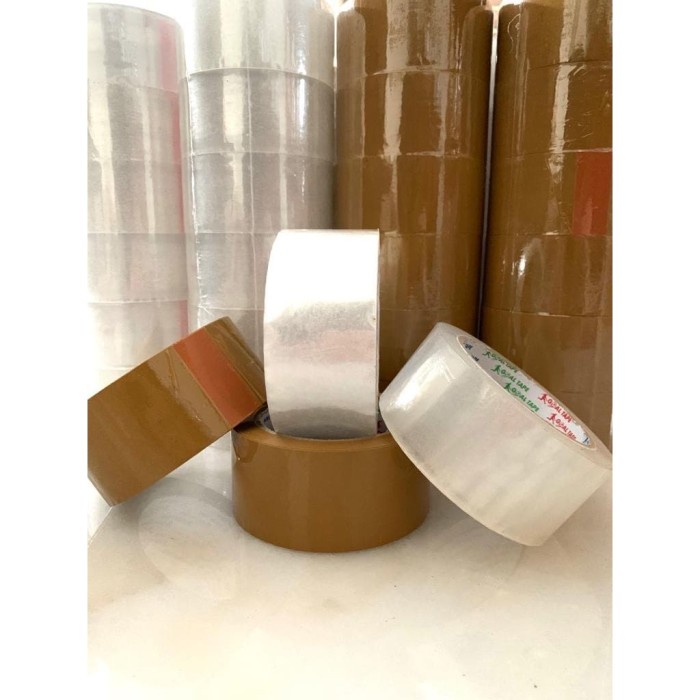 

perekat-pengikat- lakban murah bening (48mm x 95 yrd) promo! harga pabrik satuan / roll - cokelat
