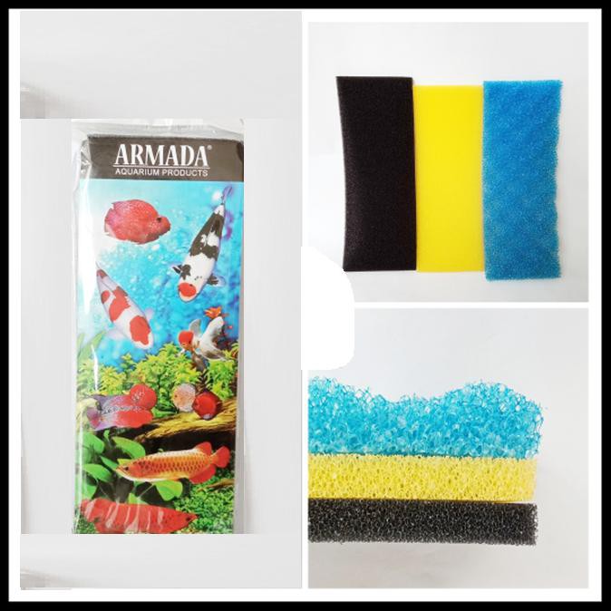 ARMADA Kapas Aquarium Busa Filter Aquarium 3 Lapis TERBAIK