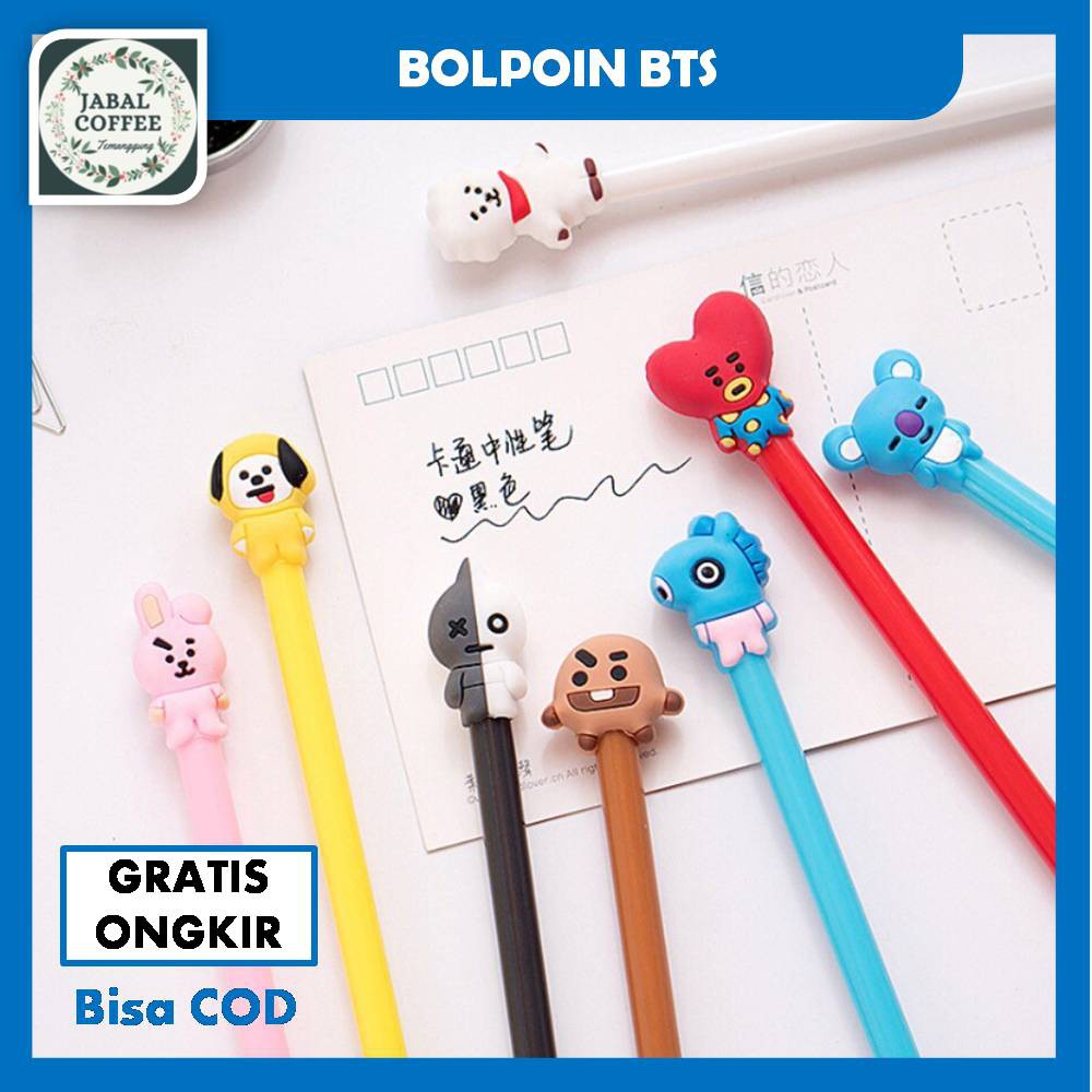 Pulpen Gel Bt21 Bts Kpop / Kpop Pena Pulpen Pensil Gel / Kpop Pena Bt21 Army Cute Cartoon J91