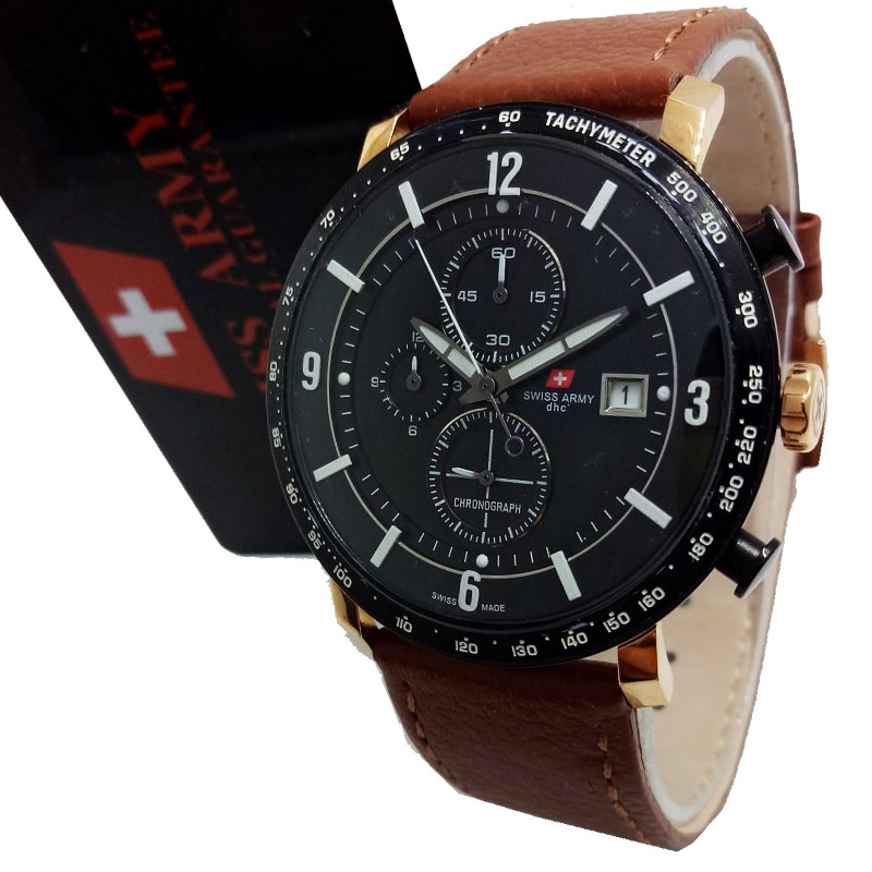 Jam Tangan Original Swiss Army SA2073 - Coklat Strip putih