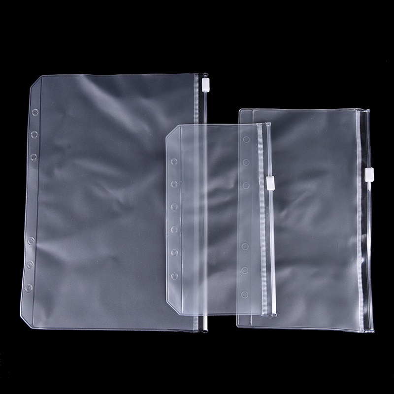 {LUCKID}A5/A6/A7 Transparent Zip Lock Envelope Binder Pocket Refill Organiser Stationery