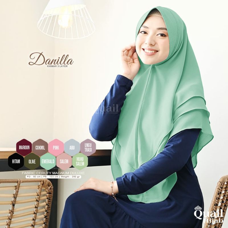 ( Restock )Khimar 3Layer Danilla Original Quail