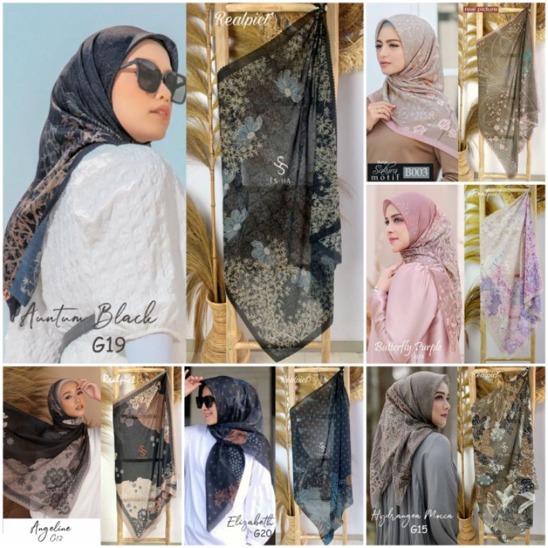 promo Hijab segi empat motif/ hjab deenay kw/hijab ori by es-ha
