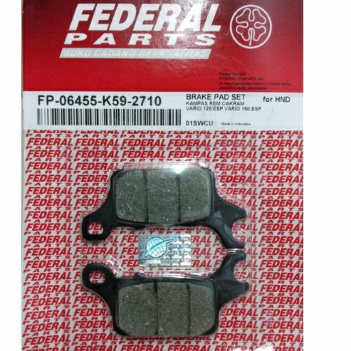 KAMPAS REM DEPAN VARIO 125 2018 NEW VARIO 150 DISC PAD FEDERAL PARTS