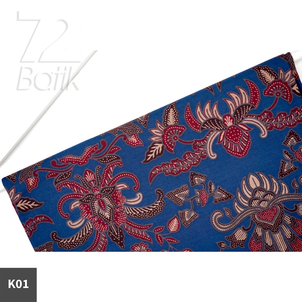 KAIN BATIK PREMIUM Bahan Katun Motif Kembang Warna Biru Tua Dark Blue 722446 Cap 72 Jarik Jarit Samping Kebat Panjang Batik Katun Modern Premium Bahan Seragam Batik Pernikahan Kantor Keluarga Murah Kamen Jadi Batik Bali Lembaran