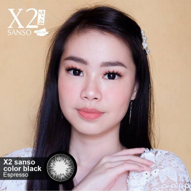 [FREE LENSCASE] SOFTLENS X2 SANSO BLACK 14.5MM &amp; 15MM NORMAL &amp; MINUS (-0.50 S/D -6.00)) X2  Hydrogel