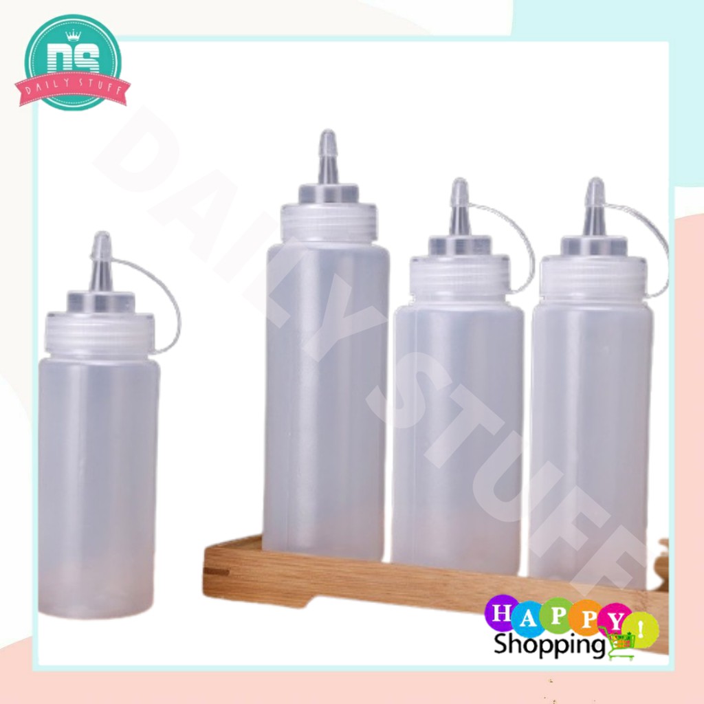 DS SS11 Botol Saos Dengan garis Dispenser Saus Plastik Mayonaise Kecap Cuka Minyak Dapur