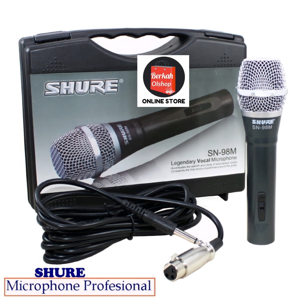 Mic Shure SN-98M Microphone Kabel Mik Vocal Bersuara Bagus + Koper