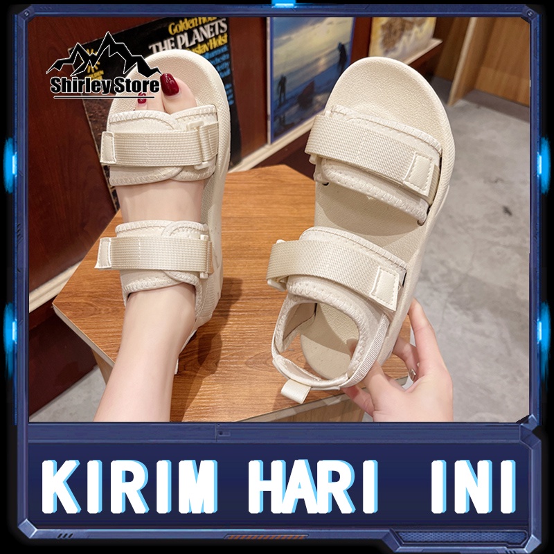 9.9 SALE Sandal Tali Wanita Cream Sandal Gunung Warna Polos Wanita Sandal Strap Sandal Gunung Wanita Sandal Wanita Karet berkualitas tinggi yang diimpor dari Korea Selatan, ringan, lembut, nyaman dan tidak licin Size35-40