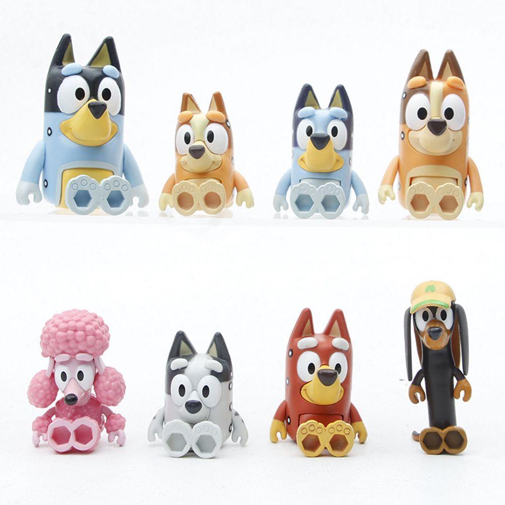 Top 8Pcs/Set Action Figure PVC Anime Mainan Bluey Friends Model Boneka Anjing