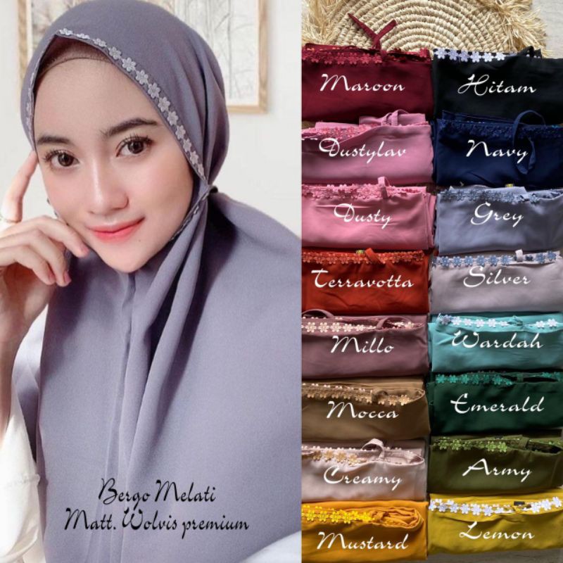 Bergo melati / Bergo Tali Premium