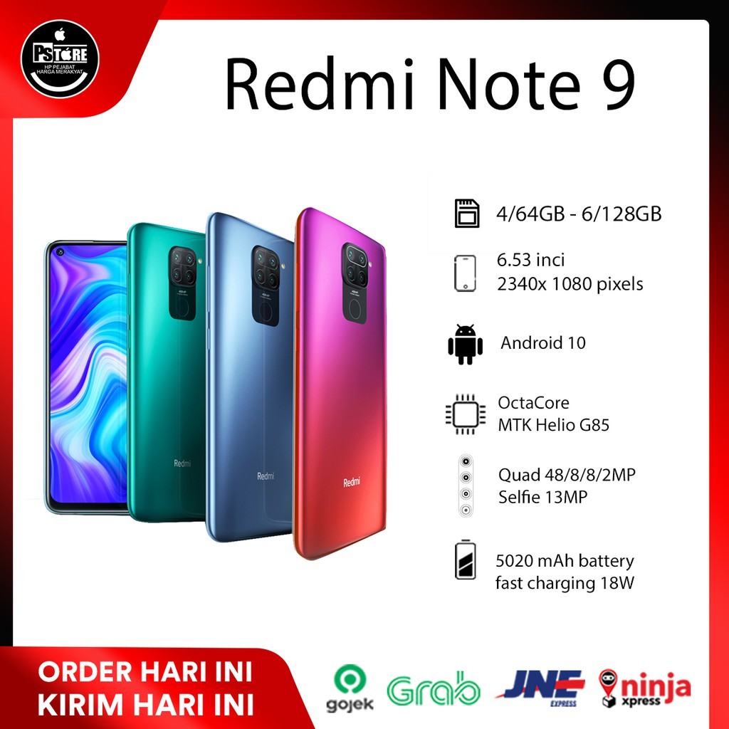 Xiaomi Redmi Note    9 4/64GB-6/128GB (NEW GARANSI RESMI 1