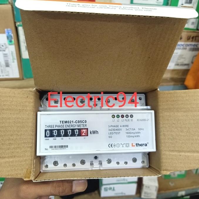 Kwh meter 3phase merk Thera TEM021 - counter ( analog ) via Ct ada stock