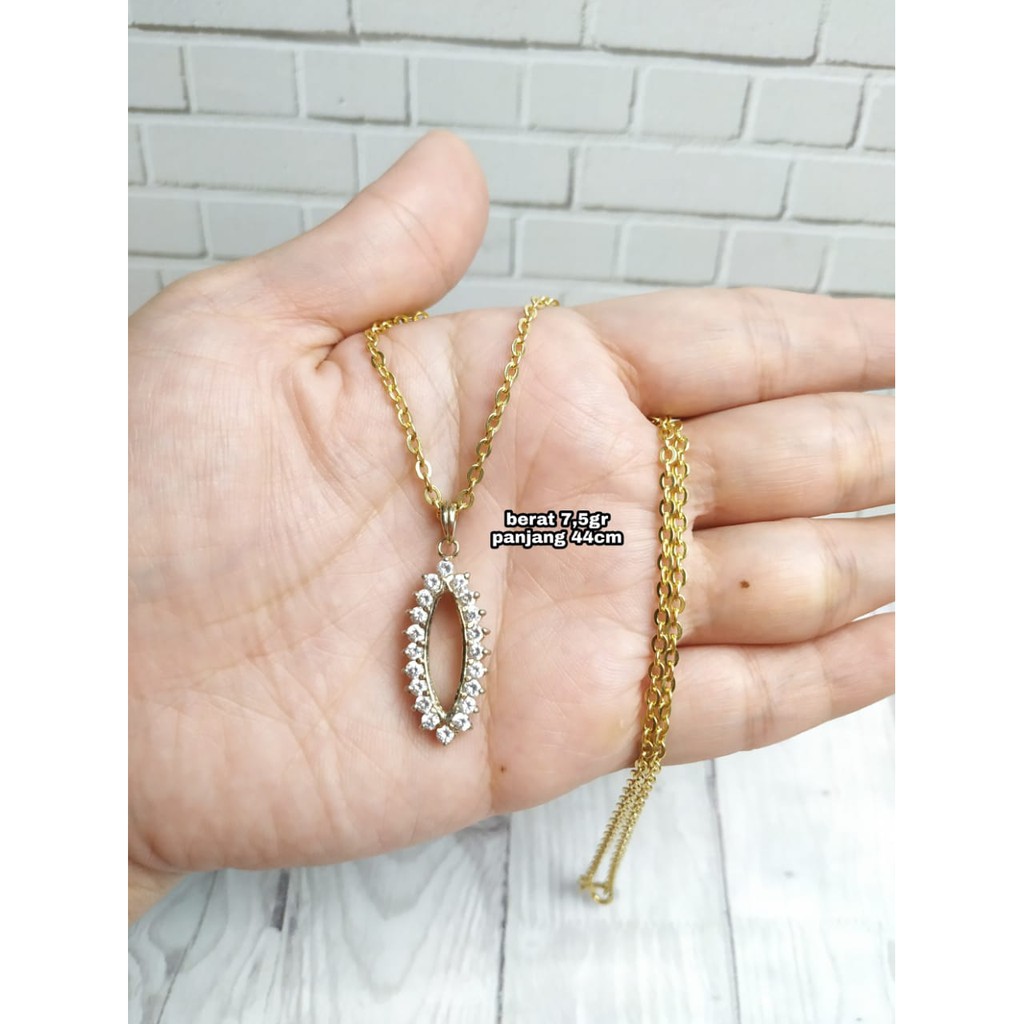 KALUNG LIONTIN COR MATA OVAL PERAK ASLI S925  KODE CD097