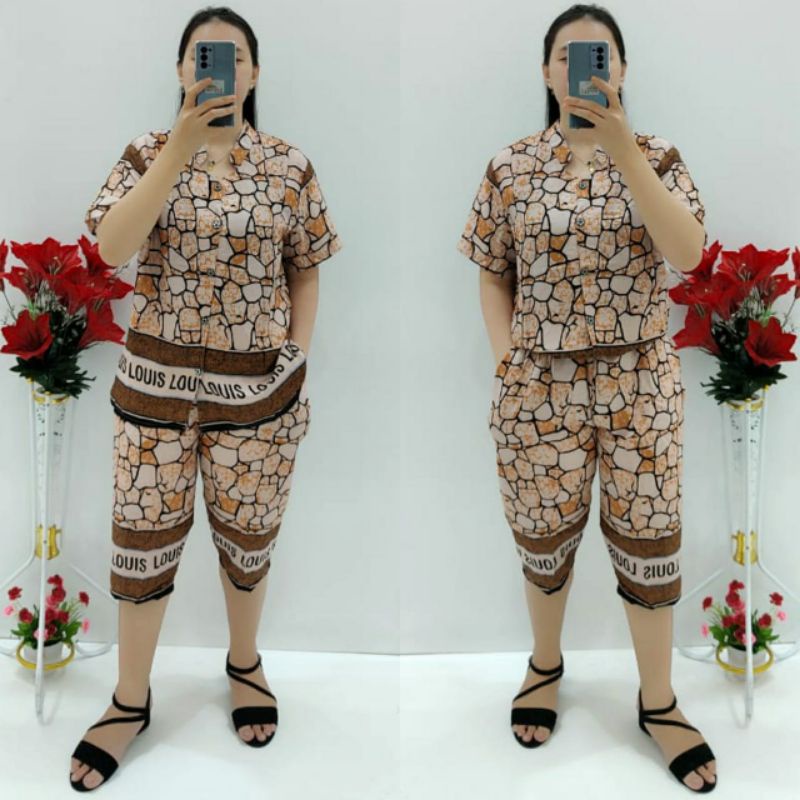 CNC - Stelan Wanita Dewasa Celana 7/8 Rayon Motif 003 Standar Dan Jumbo