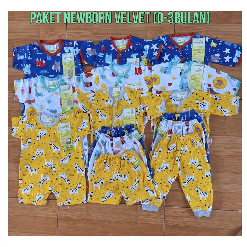 Paket Matching Hemat /Paket Baju Bayi Newborn Velvet Junior
