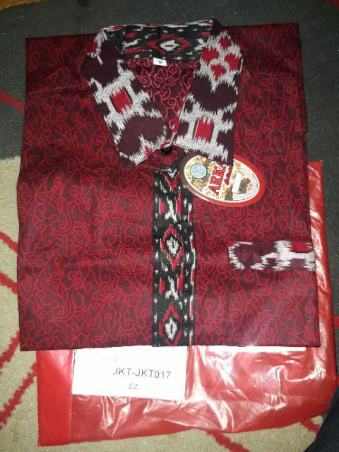 Kemeja Batik Pria Modern Jumbo Motif Mega Mendung Merah