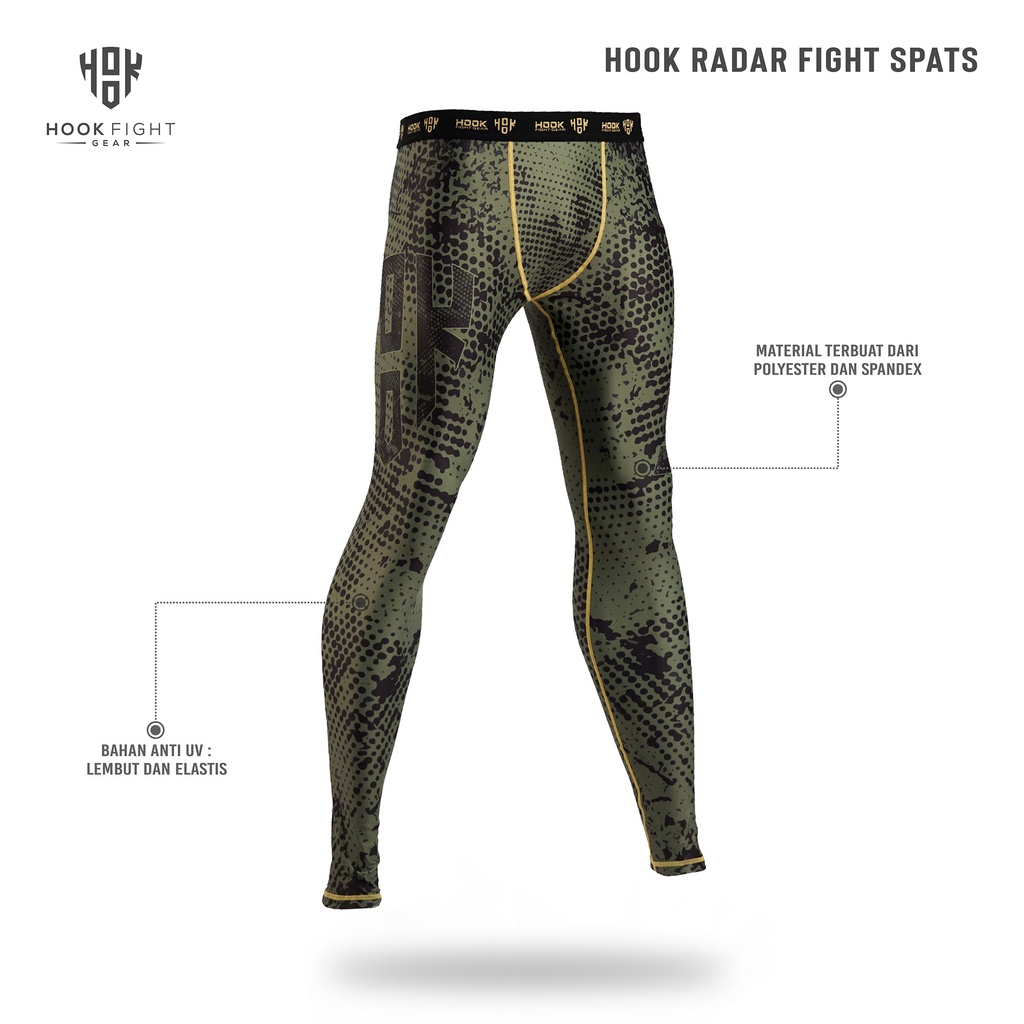 Celana Legging MMA BJJ Compression Pants Fight Spats Hook Radar