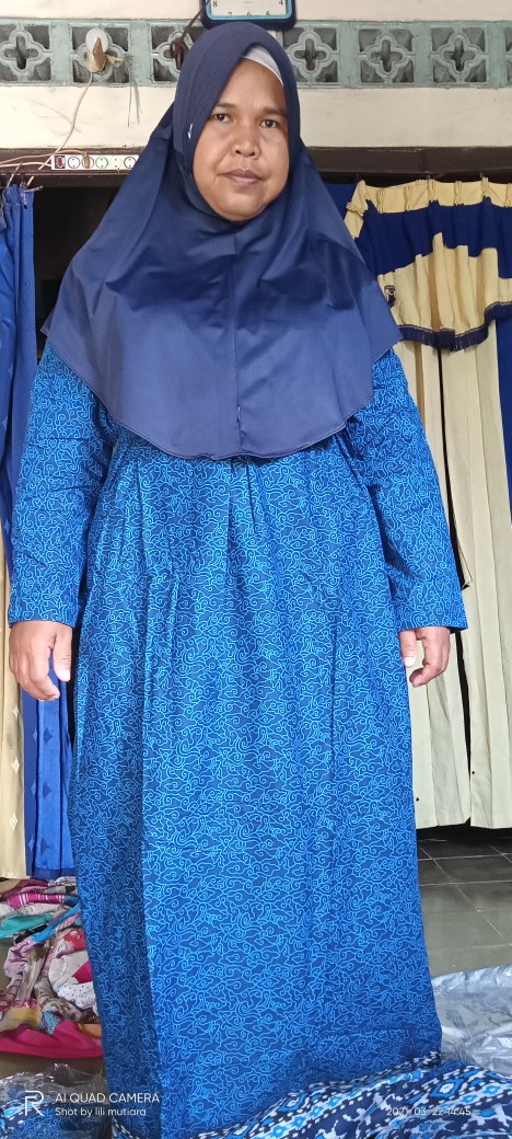 Batik Couple Keluarga Sania Ruffle Ori Ndoro Jowi Dnt Mega Mendung Biru