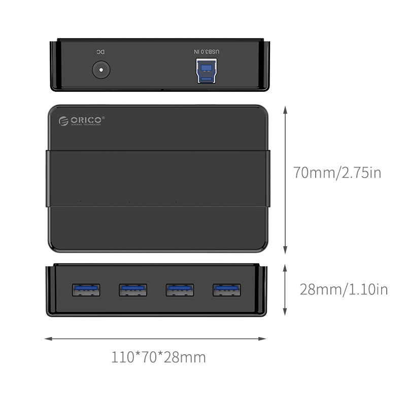 Usb A 3.0 hub Orico 4 port 5gbps vl812 adapter for pc cpu laptop h4928-u3 - Terminal usb3.0 4 slot adaptor h4928u3