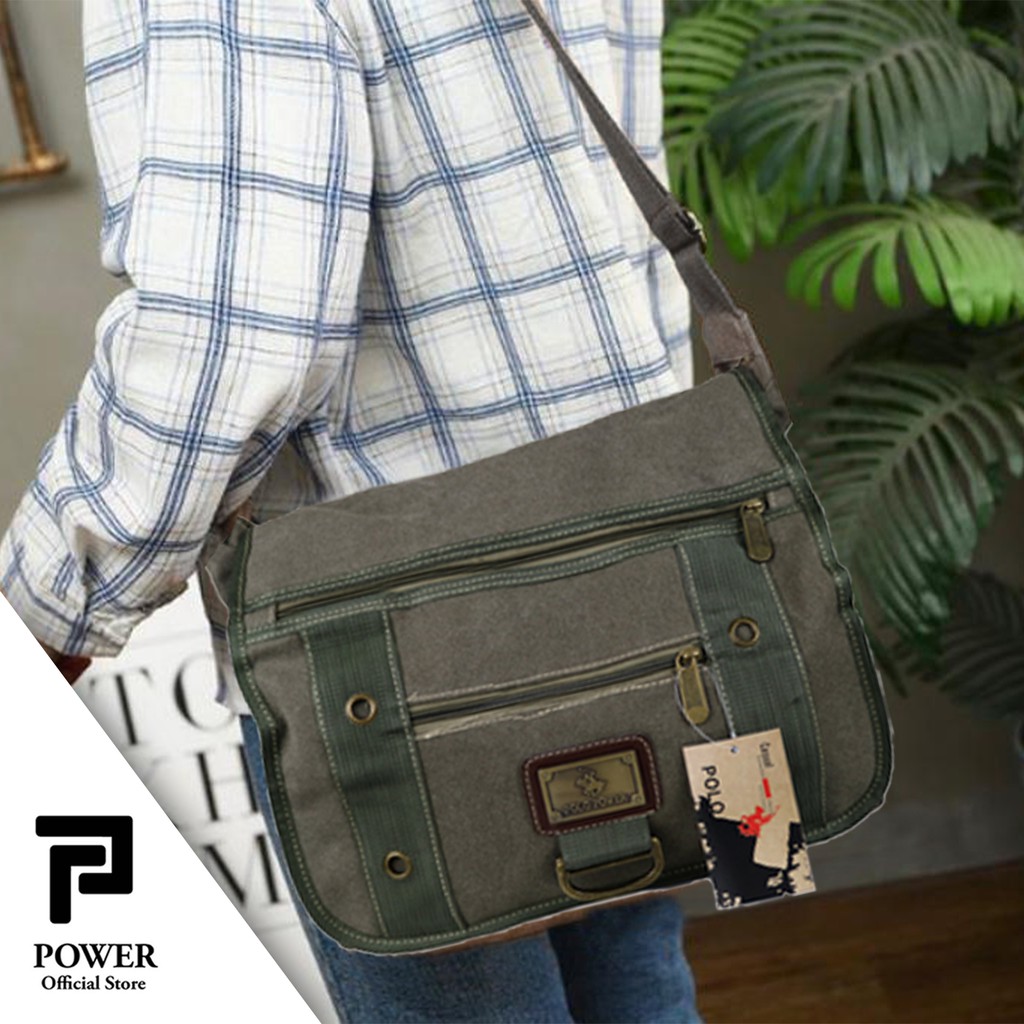 Tas Selempang Kanvas Import Polo Power Shoulder bag Canvas Import