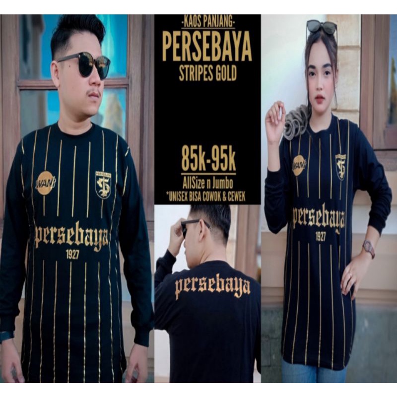 Kaos Persebaya Bonek Wani Kaos Lengan Panjang Persebaya Stripes Gold