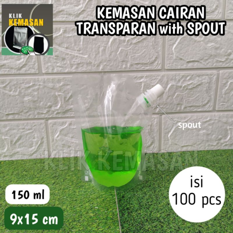ISI 100 PLASTIK CAIRAN 150ML SPOUT/KEMASAN MINYAK GORENG/STAND POUCH CAIRAN