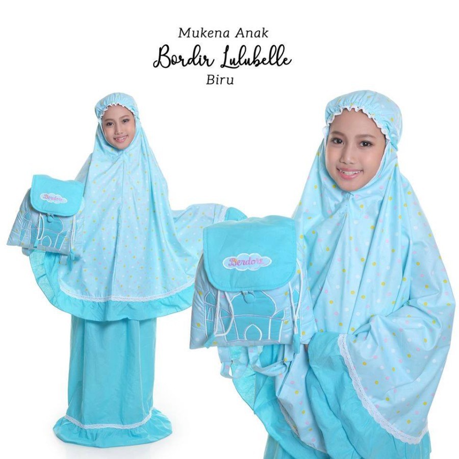 MUKENA ANAK PEREMPUAN LULU BELLE BIRU RAYON ANAK/MUKENA TANGGUNG