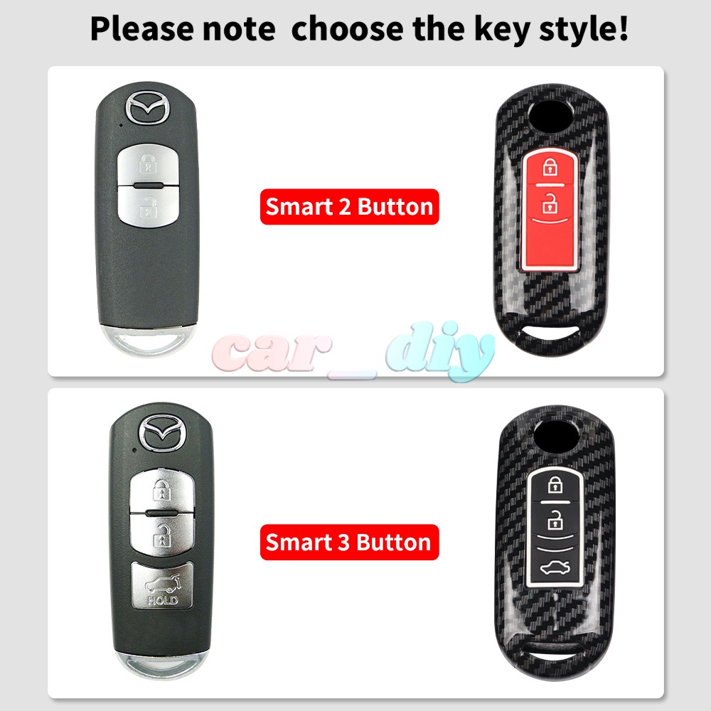 Casing Kunci Remote Mobil Bahan ABS + Silica gel + Serat Karbon Untuk Mazda 2 3 6 Axela Atenza CX-5 CX-7 CX-9 2014 2015 2016