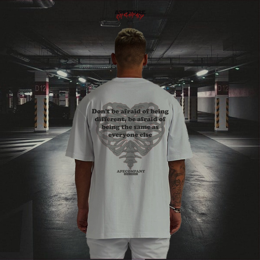 OVERSIZE TSHIRT SKLETON WHITE TEXT ORIGINAL APECOMPANY X APESTORE