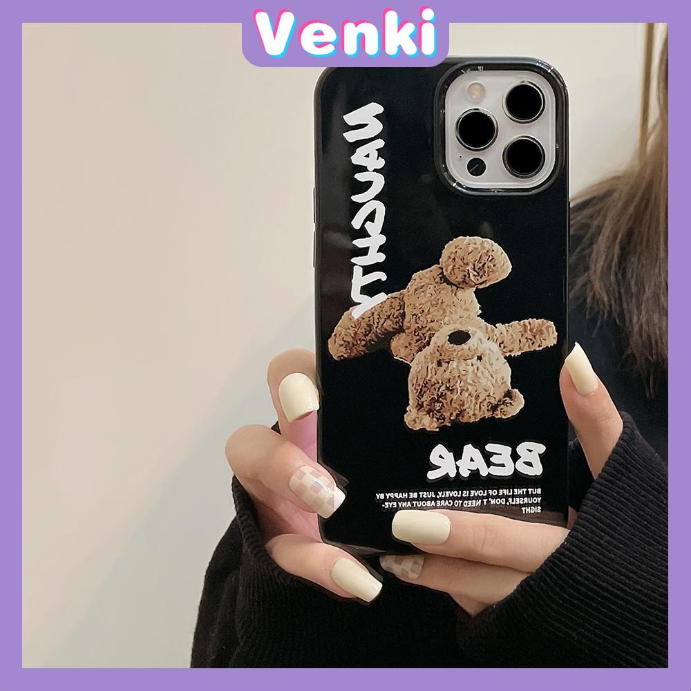 Soft Case Silikon Hitam Glossy Motif Teddy Bear Untuk Iphone 13 Pro Max / 12 Pro Max / 11 / 7 + / 7 / 8 + / Xr / Xs Max / 11 / Pro / 7 / 8 +