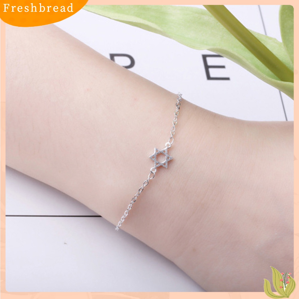 Terlaris Fashion Women Brushed Hollow Hexagram Bracelet Lucky Wishing Star Jewelry Gift