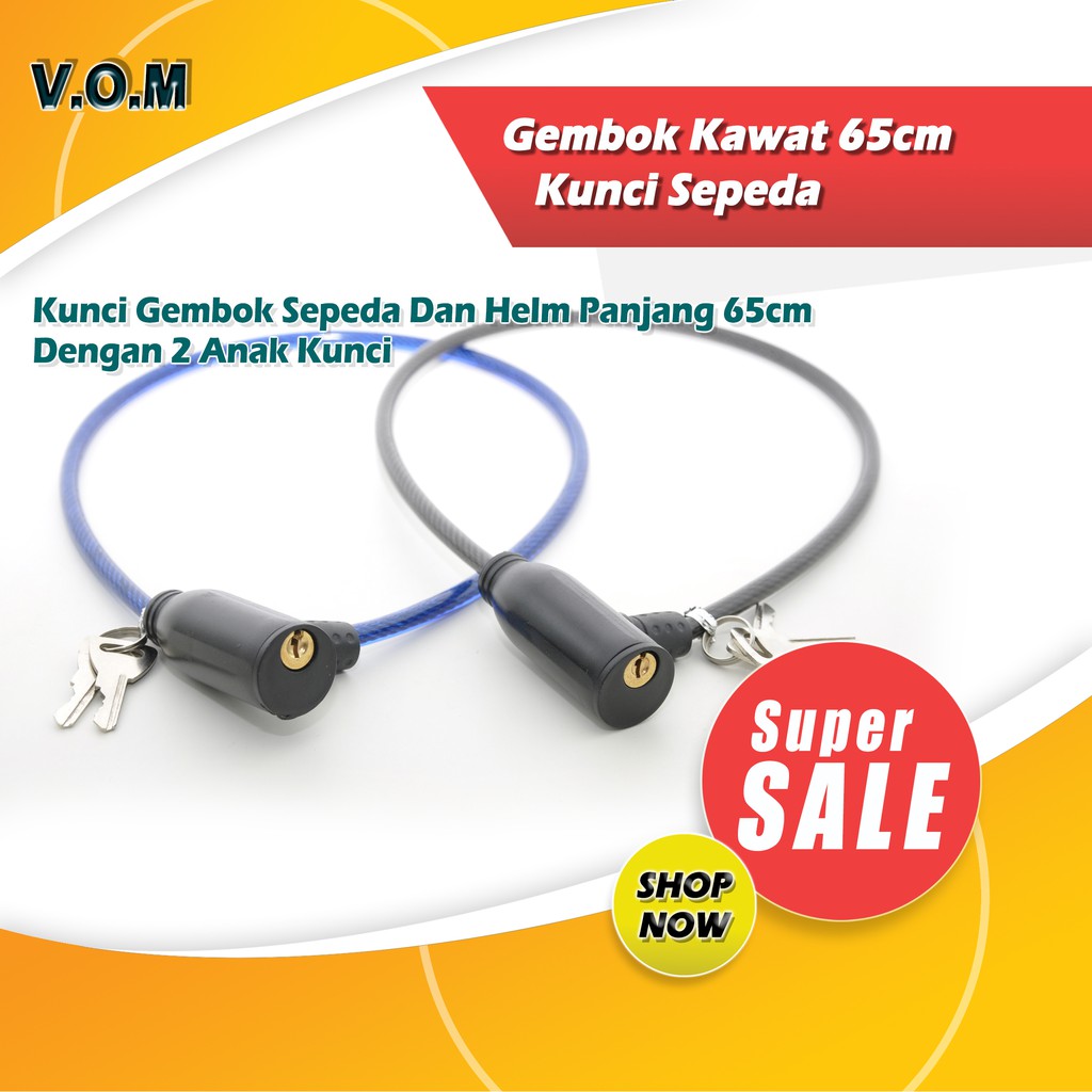 VOM Gembok Kawat 65cm Kunci Sepeda / Helm - 0389